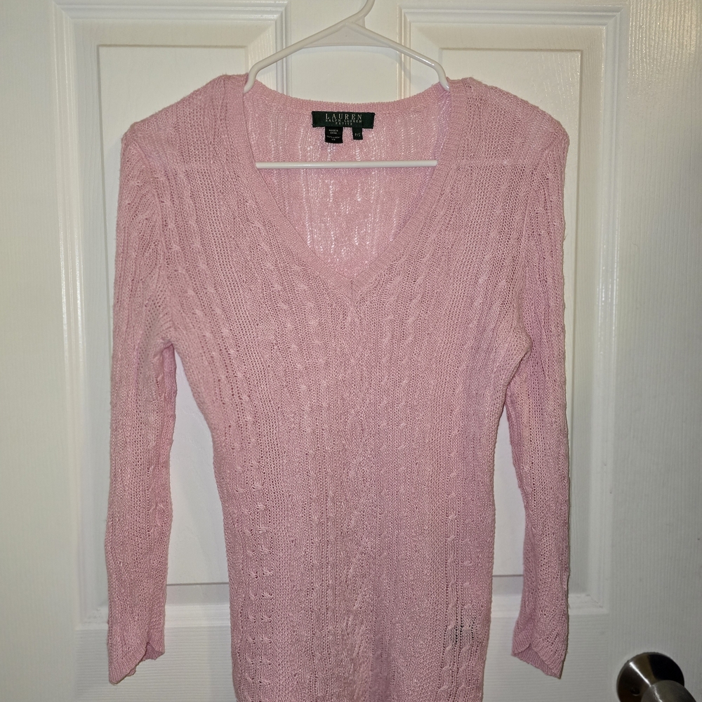 Lauren Ralph Lauren Pink V-Neck Sweater